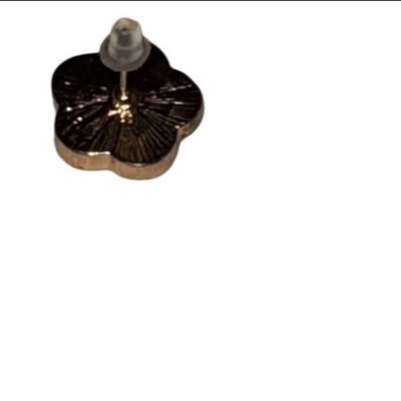 Gold and Black Clover Stud Earrings Post back von Cleef style - Picture 5 of 6